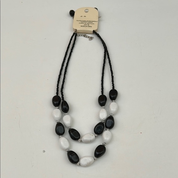 Elegant Black and White Beaded Necklace - Picture 7 of 9